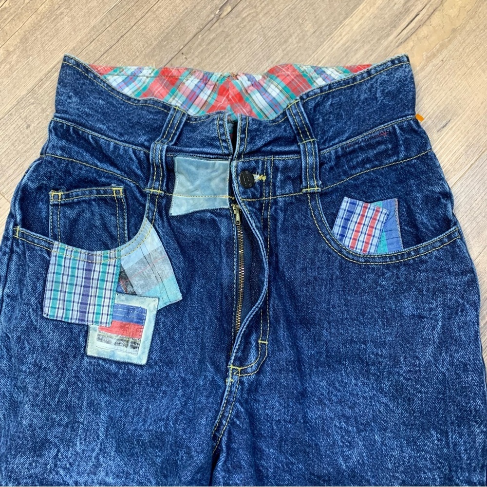 Vintage Patchwork Jeans 9/10 1980's Cottagecore Acid Wash Made In Brazil  - Picture 5 of 13